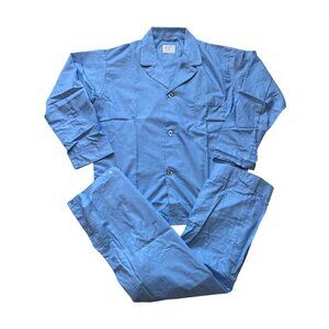Vtg New Pleetway Mens Size C - Large Blue Two-Piece Pajama Set Long Sleeve